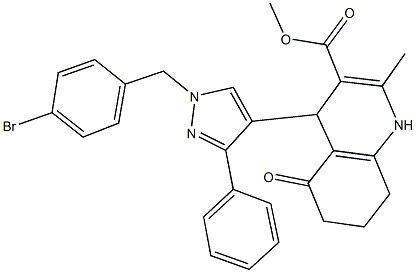 methyl 4-[1-(4-bromobenzyl)-3-phenyl-1H-pyrazol-4-yl]-2-methyl-5-oxo-1,4,5,6,7,8-hexahydro-3-quinolinecarboxylate 结构式