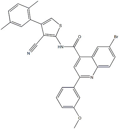 6-bromo-N-[3-cyano-4-(2,5-dimethylphenyl)-2-thienyl]-2-(3-methoxyphenyl)-4-quinolinecarboxamide 结构式