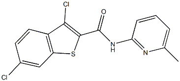 3,6-dichloro-N-(6-methyl-2-pyridinyl)-1-benzothiophene-2-carboxamide 结构式