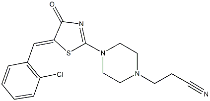 3-{4-[5-(2-chlorobenzylidene)-4-oxo-4,5-dihydro-1,3-thiazol-2-yl]-1-piperazinyl}propanenitrile 结构式