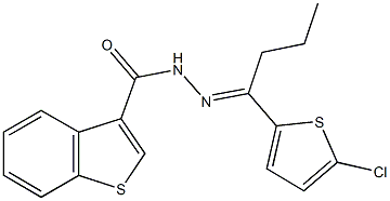 N'-[1-(5-chloro-2-thienyl)butylidene]-1-benzothiophene-3-carbohydrazide 结构式