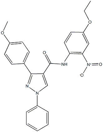 N-{4-(ethyloxy)-2-nitrophenyl}-3-[4-(methyloxy)phenyl]-1-phenyl-1H-pyrazole-4-carboxamide 结构式