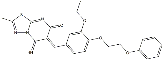 6-[3-ethoxy-4-(2-phenoxyethoxy)benzylidene]-5-imino-2-methyl-5,6-dihydro-7H-[1,3,4]thiadiazolo[3,2-a]pyrimidin-7-one 结构式