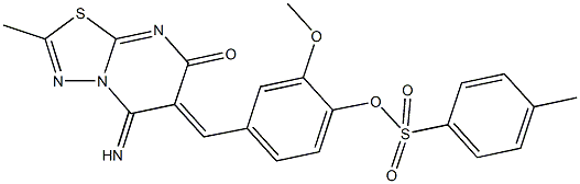 4-[(5-imino-2-methyl-7-oxo-5H-[1,3,4]thiadiazolo[3,2-a]pyrimidin-6(7H)-ylidene)methyl]-2-methoxyphenyl 4-methylbenzenesulfonate 结构式