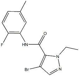 4-bromo-1-ethyl-N-(2-fluoro-5-methylphenyl)-1H-pyrazole-5-carboxamide 结构式