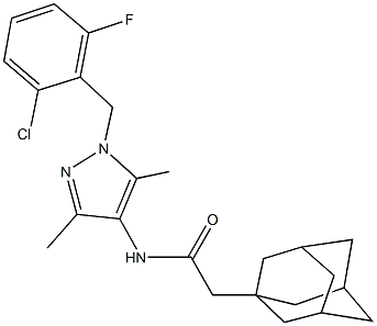 2-(1-adamantyl)-N-[1-(2-chloro-6-fluorobenzyl)-3,5-dimethyl-1H-pyrazol-4-yl]acetamide 结构式
