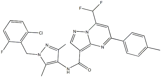 N-[1-(2-chloro-6-fluorobenzyl)-3,5-dimethyl-1H-pyrazol-4-yl]-7-(difluoromethyl)-5-(4-methylphenyl)pyrazolo[1,5-a]pyrimidine-3-carboxamide 结构式