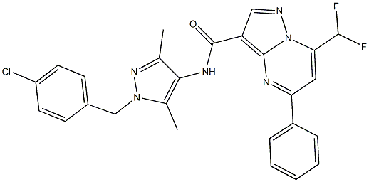 N-[1-(4-chlorobenzyl)-3,5-dimethyl-1H-pyrazol-4-yl]-7-(difluoromethyl)-5-phenylpyrazolo[1,5-a]pyrimidine-3-carboxamide 结构式