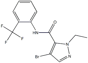 4-bromo-1-ethyl-N-[2-(trifluoromethyl)phenyl]-1H-pyrazole-5-carboxamide 结构式