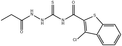 3-chloro-N-[(2-propionylhydrazino)carbothioyl]-1-benzothiophene-2-carboxamide 结构式