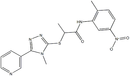 N-{5-nitro-2-methylphenyl}-2-[(4-methyl-5-pyridin-3-yl-4H-1,2,4-triazol-3-yl)sulfanyl]propanamide 结构式