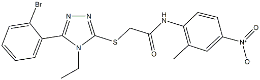 2-{[5-(2-bromophenyl)-4-ethyl-4H-1,2,4-triazol-3-yl]sulfanyl}-N-{4-nitro-2-methylphenyl}acetamide 结构式