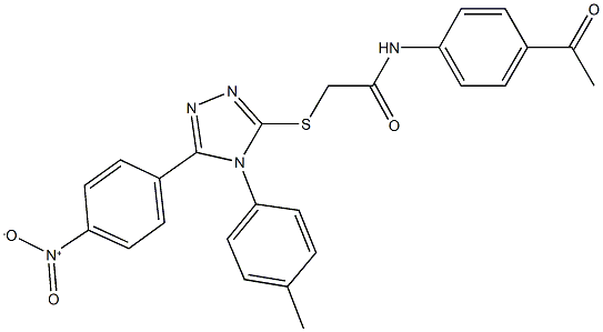 N-(4-acetylphenyl)-2-{[5-{4-nitrophenyl}-4-(4-methylphenyl)-4H-1,2,4-triazol-3-yl]sulfanyl}acetamide 结构式
