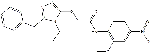 2-[(5-benzyl-4-ethyl-4H-1,2,4-triazol-3-yl)sulfanyl]-N-{4-nitro-2-methoxyphenyl}acetamide 结构式