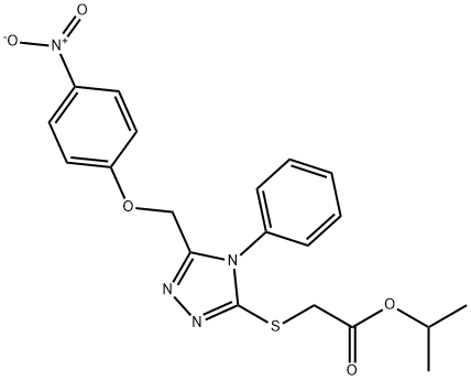 1-methylethyl ({5-[({4-nitrophenyl}oxy)methyl]-4-phenyl-4H-1,2,4-triazol-3-yl}sulfanyl)acetate 结构式