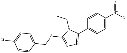 3-[(4-chlorobenzyl)sulfanyl]-4-ethyl-5-{4-nitrophenyl}-4H-1,2,4-triazole 结构式