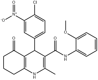 4-{4-chloro-3-nitrophenyl}-2-methyl-N-[2-(methyloxy)phenyl]-5-oxo-1,4,5,6,7,8-hexahydroquinoline-3-carboxamide 结构式