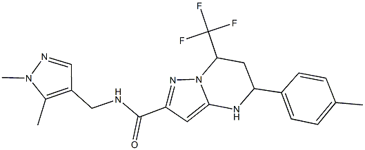 N-[(1,5-dimethyl-1H-pyrazol-4-yl)methyl]-5-(4-methylphenyl)-7-(trifluoromethyl)-4,5,6,7-tetrahydropyrazolo[1,5-a]pyrimidine-2-carboxamide 结构式