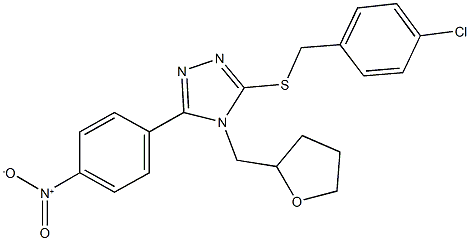 3-[(4-chlorobenzyl)sulfanyl]-5-{4-nitrophenyl}-4-(tetrahydro-2-furanylmethyl)-4H-1,2,4-triazole 结构式