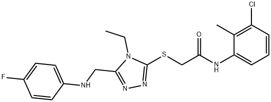 N-(3-chloro-2-methylphenyl)-2-({4-ethyl-5-[(4-fluoroanilino)methyl]-4H-1,2,4-triazol-3-yl}sulfanyl)acetamide 结构式