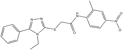 2-[(4-ethyl-5-phenyl-4H-1,2,4-triazol-3-yl)sulfanyl]-N-{4-nitro-2-methylphenyl}acetamide 结构式