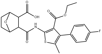 3-({[3-(ethoxycarbonyl)-4-(4-fluorophenyl)-5-methyl-2-thienyl]amino}carbonyl)-7-oxabicyclo[2.2.1]heptane-2-carboxylic acid 结构式