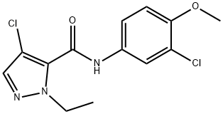 4-chloro-N-(3-chloro-4-methoxyphenyl)-1-ethyl-1H-pyrazole-5-carboxamide 结构式