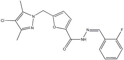 5-[(4-chloro-3,5-dimethyl-1H-pyrazol-1-yl)methyl]-N'-(2-fluorobenzylidene)-2-furohydrazide 结构式