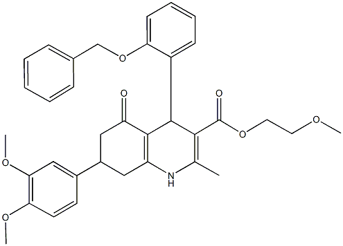 2-methoxyethyl 4-[2-(benzyloxy)phenyl]-7-(3,4-dimethoxyphenyl)-2-methyl-5-oxo-1,4,5,6,7,8-hexahydro-3-quinolinecarboxylate 结构式