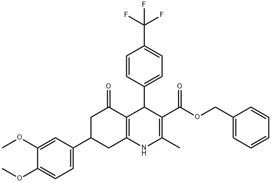 benzyl 7-(3,4-dimethoxyphenyl)-2-methyl-5-oxo-4-[4-(trifluoromethyl)phenyl]-1,4,5,6,7,8-hexahydro-3-quinolinecarboxylate 结构式