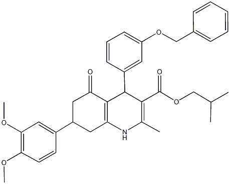 isobutyl 4-[3-(benzyloxy)phenyl]-7-(3,4-dimethoxyphenyl)-2-methyl-5-oxo-1,4,5,6,7,8-hexahydro-3-quinolinecarboxylate 结构式