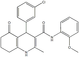 4-(3-chlorophenyl)-N-(2-methoxyphenyl)-2-methyl-5-oxo-1,4,5,6,7,8-hexahydro-3-quinolinecarboxamide 结构式