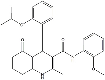 4-(2-isopropoxyphenyl)-N-(2-methoxyphenyl)-2-methyl-5-oxo-1,4,5,6,7,8-hexahydro-3-quinolinecarboxamide 结构式