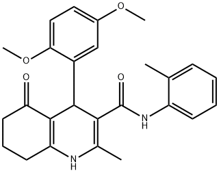 4-(2,5-dimethoxyphenyl)-2-methyl-N-(2-methylphenyl)-5-oxo-1,4,5,6,7,8-hexahydro-3-quinolinecarboxamide 结构式