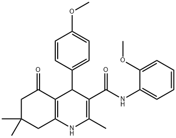 N-(2-methoxyphenyl)-4-(4-methoxyphenyl)-2,7,7-trimethyl-5-oxo-1,4,5,6,7,8-hexahydro-3-quinolinecarboxamide 结构式