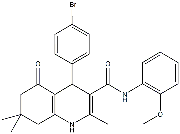 4-(4-bromophenyl)-N-(2-methoxyphenyl)-2,7,7-trimethyl-5-oxo-1,4,5,6,7,8-hexahydro-3-quinolinecarboxamide 结构式