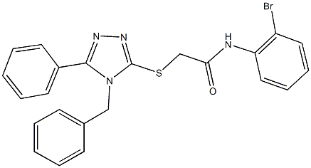 2-[(4-benzyl-5-phenyl-4H-1,2,4-triazol-3-yl)sulfanyl]-N-(2-bromophenyl)acetamide 结构式