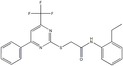 N-(2-ethylphenyl)-2-{[4-phenyl-6-(trifluoromethyl)-2-pyrimidinyl]sulfanyl}acetamide 结构式