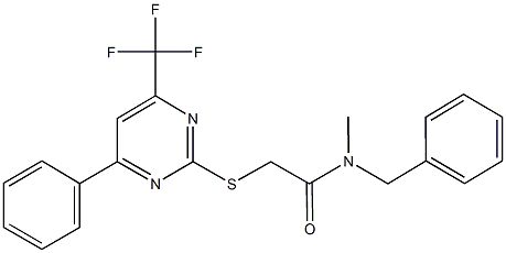 N-benzyl-N-methyl-2-{[4-phenyl-6-(trifluoromethyl)-2-pyrimidinyl]sulfanyl}acetamide 结构式
