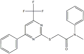 N-methyl-N-phenyl-2-{[4-phenyl-6-(trifluoromethyl)-2-pyrimidinyl]sulfanyl}acetamide 结构式