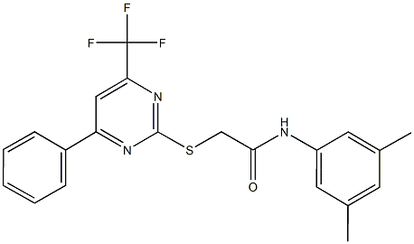 N-(3,5-dimethylphenyl)-2-{[4-phenyl-6-(trifluoromethyl)-2-pyrimidinyl]sulfanyl}acetamide 结构式