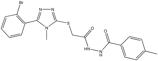 2-{[5-(2-bromophenyl)-4-methyl-4H-1,2,4-triazol-3-yl]sulfanyl}-N'-(4-methylbenzoyl)acetohydrazide 结构式