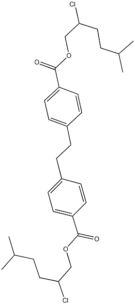 2-chloro-5-methylhexyl 4-[2-(4-{[(2-chloro-5-methylhexyl)oxy]carbonyl}phenyl)ethyl]benzoate 结构式
