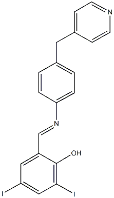 2,4-diiodo-6-({[4-(4-pyridinylmethyl)phenyl]imino}methyl)phenol 结构式