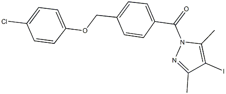 4-chlorophenyl 4-[(4-iodo-3,5-dimethyl-1H-pyrazol-1-yl)carbonyl]benzyl ether 结构式