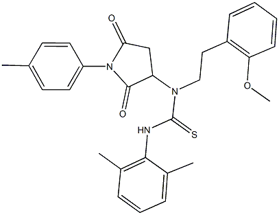 N'-(2,6-dimethylphenyl)-N-[2-(2-methoxyphenyl)ethyl]-N-[1-(4-methylphenyl)-2,5-dioxo-3-pyrrolidinyl]thiourea 结构式