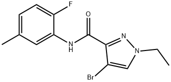 4-bromo-1-ethyl-N-(2-fluoro-5-methylphenyl)-1H-pyrazole-3-carboxamide 结构式