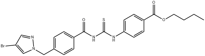 butyl 4-{[({4-[(4-bromo-1H-pyrazol-1-yl)methyl]benzoyl}amino)carbothioyl]amino}benzoate 结构式