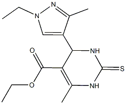 ethyl 4-(1-ethyl-3-methyl-1H-pyrazol-4-yl)-6-methyl-2-thioxo-1,2,3,4-tetrahydro-5-pyrimidinecarboxylate 结构式