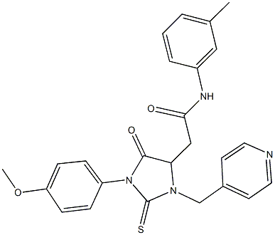 2-[1-(4-methoxyphenyl)-5-oxo-3-(4-pyridinylmethyl)-2-thioxo-4-imidazolidinyl]-N-(3-methylphenyl)acetamide 结构式